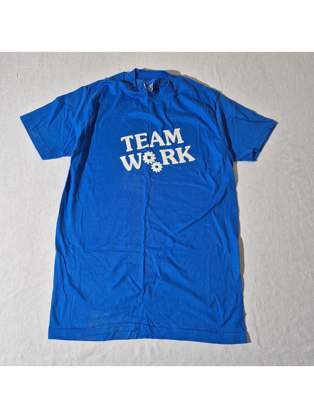 Vintage 80s 90s Team Work M Medium Company Event Tee blue T-shirt